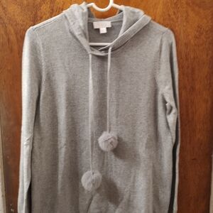 Belle by Kim Gravel Gray Sweater with Pom Poms